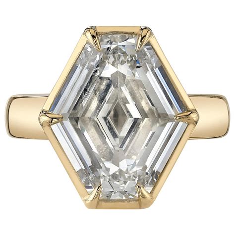 Handcrafted Odette Hexagonal Step Cut Diamond Ring By Single Stone At