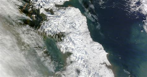 Snowy Britain As Seen From Space Via Nasas Terra Satellite Picture