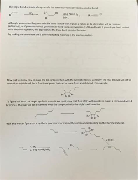 Solved The triple bond anion is always made the same wav | Chegg.com