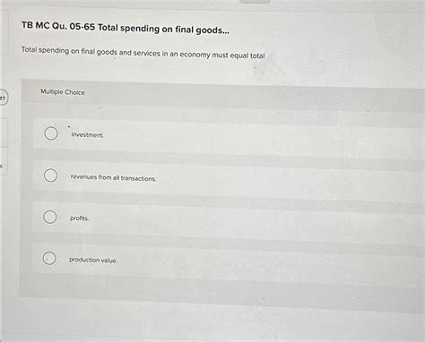 Solved Tb Mc Qu Total Spending On Final Chegg