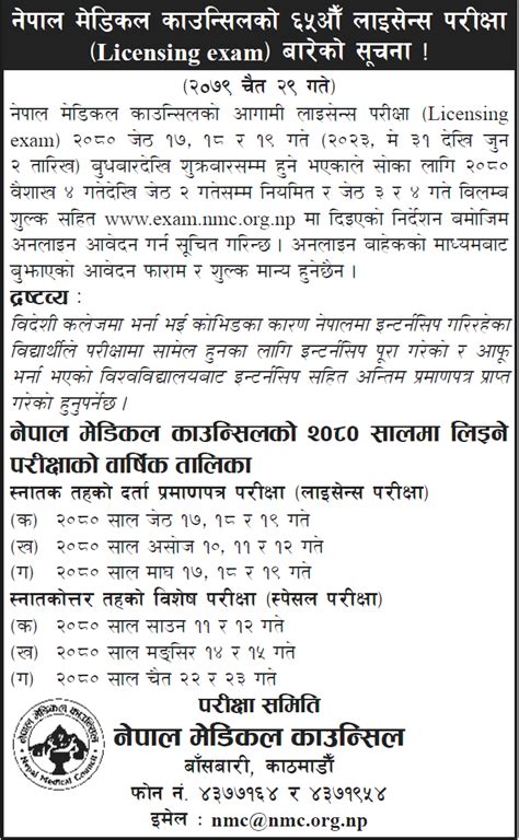 Nepal Medical Council 65th Licensing Exam Schedule And Application Process