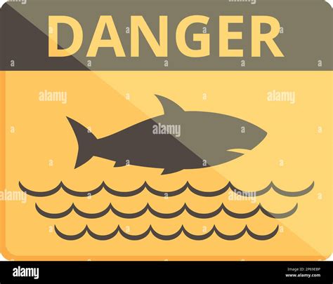 Danger Attack Icon Cartoon Vector Shark Sign Warning Sea Stock Vector