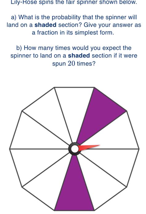 Solved Lily Rose Spins The Fair Spinner Shown Below A What Is The