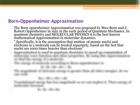 Solution Born Oppenheimer Approximation Electronic Vibrational And