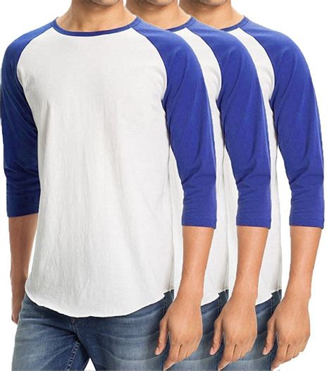 Men S Plain Baseball Athletic 3 4 Sleeve Cotton Tee Shirts Walmart