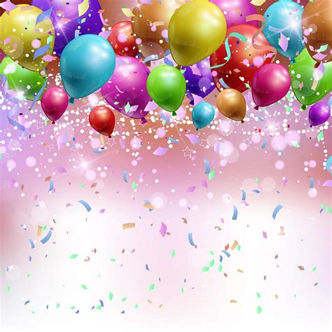 Fondo Realista Feliz Cumpleanos Con Globos Y Confeti Vector En