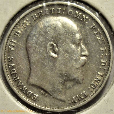 Edward VII 3 Pence 1907 United Kingdom Ex 2 Moedas Mundo