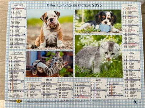 CALENDRIER DES POSTES ALMANACH Du Facteur 2023 Chiens Et Chats EUR 1 00