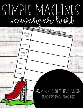 Simple Machines Scavenger Hunt By Miss Salyers Shop Tpt