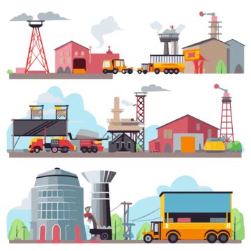 Industry Clipart Vector Illustration Of Several Different Industrial Buildings Cartoon, Industry ...