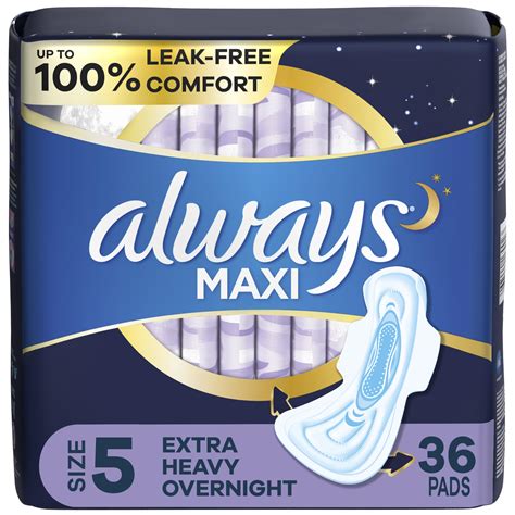 Always Maxi Feminine Pads For Women Size 5 Extra Heavy Overnight