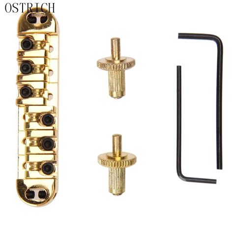 Brass Roller Saddle Tune O Matic Bridge For Lp Electric Guitar Black