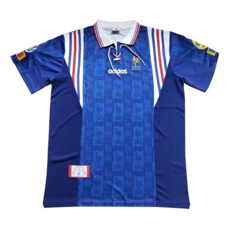 France Retro Soccer Jersey Home Replica Euro Cup 1996 Soccer Jersey