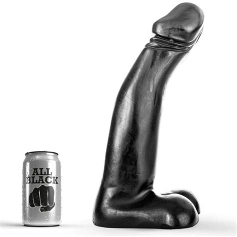Реалистично дилдо извито и гладко 29см All Black Dildo на ХИТ цена