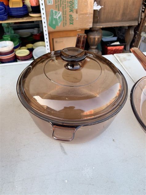 Visions Amber Cookware L Qt Dutch Oven Stock Pot W Lid Made In