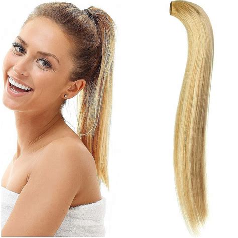 KUCYK DOCZEPIANY 100 NATURALNE WŁOSY DOPINANA KITKA PONY 50 CM blond