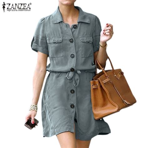 ZANZEA Women Vintage Daily Casual Lapel Collar Single Breasted Button