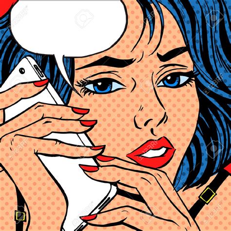 Pop Art Vintage Comic Girl Phone Talk Retro Background Royalty