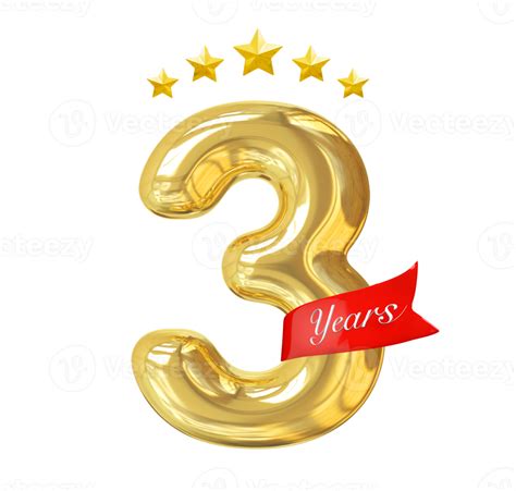 3 Años Aniversario Dorado 11297858 Png