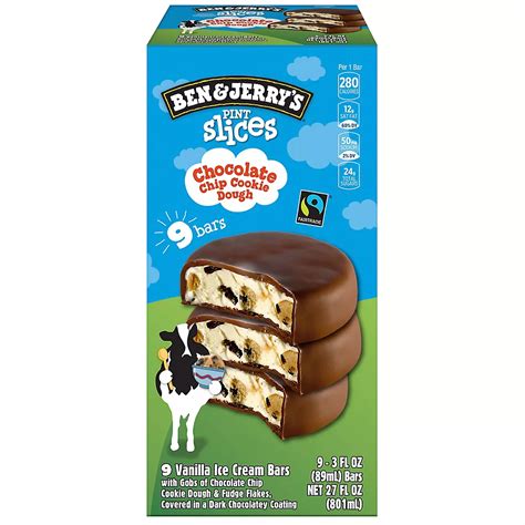 Ben And Jerrys Pint Slices Chocolate Chip Cookie Dough 9 Ct3 Oz Bjs Wholesale Club