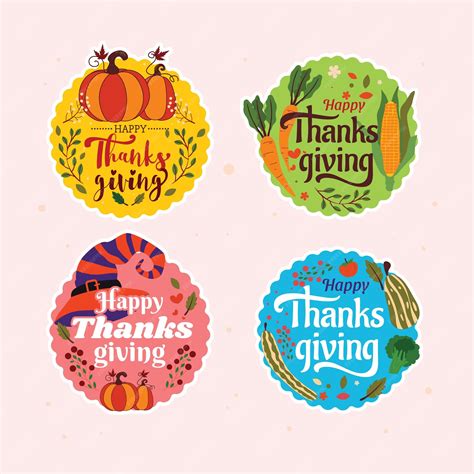 Premium Vector Colorful Thanksgiving Sticker Or Label Pack