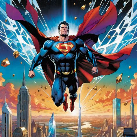 Superman in a vibrant comic book art style by menstyle with cape crt - Playground