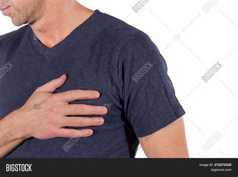 Man Holding His Chest Image Photo Free Trial Bigstock