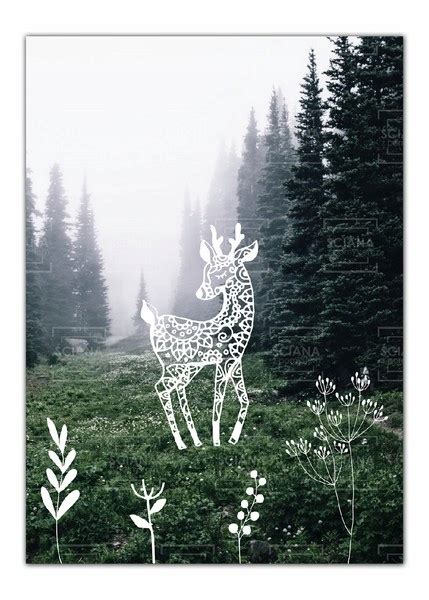 Plakat Na Cian X Cm Skandynawski Nature Deer Poster Ozdoba