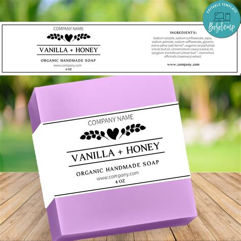 Customizable Handmade Soap Label Template Instant Download