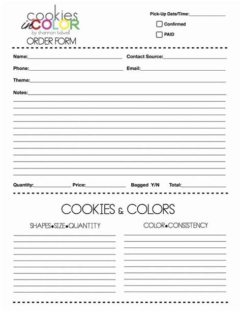 Printable Cookie Order Form