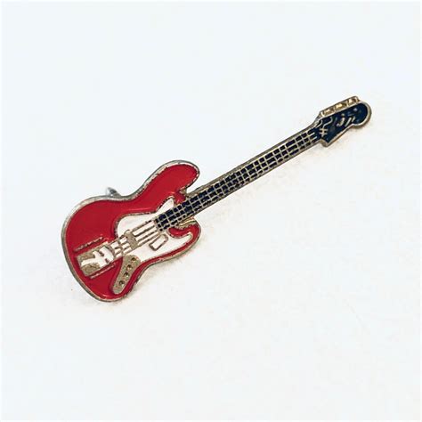 Vintage Fender Jazz Bass Electric Guitar Red Lapel Pin Enamel Etsy