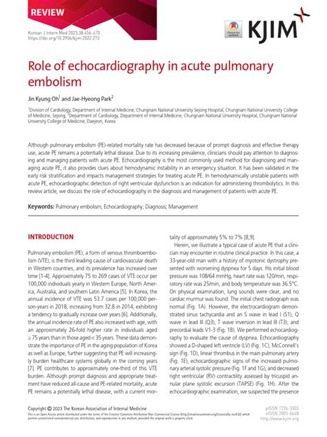 Role Of Echocardiography In Acute Pulmonary Embolism Pdf