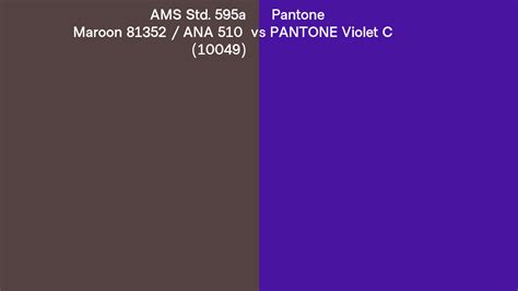 AMS Std 595a Maroon 81352 ANA 510 10049 Vs Pantone Violet C Side