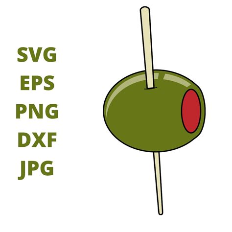 Green Pimento Olive On Toothpick Svg Clipart Cartoon Olive Image