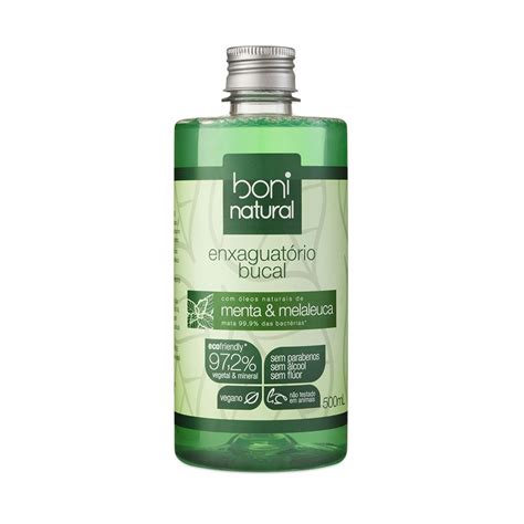 Enxaguatório Bucal Sem Flúor Boni Natural Menta e Melaleuca 500ml