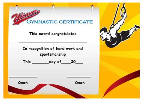 Gymnastics Certificate Template