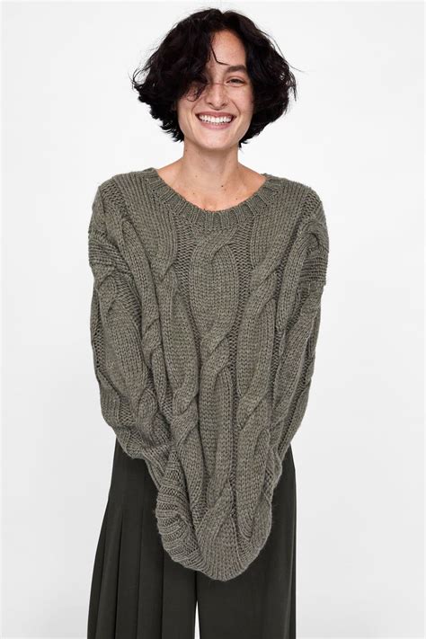 Image 2 Of Oversized Cable Knit Sweater From Zara In 2021 Cable Knit Sweater Oversized