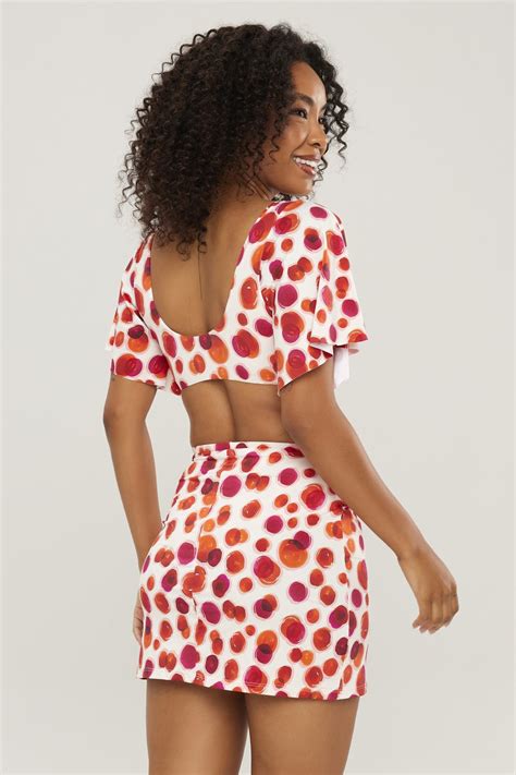 Saia Pipa Laranja Bolas Ilha Bikini