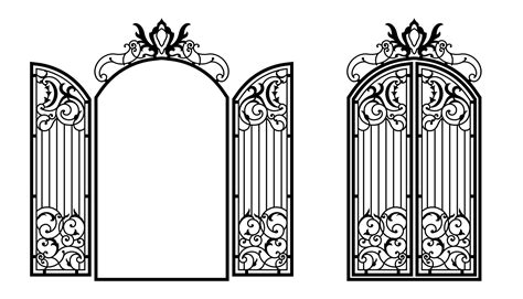 Silhouette Of An Ancient Gate Decorative Architectural Element For