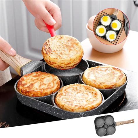 Four Hole Frying Pot Pan Thickened Omelet Pan Non Stick Egg Pancake Steak Pan Cooking Egg Ham