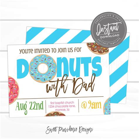 Donuts with Dad Invitation, School Flyer, Father's Day, PTO fundraiser ...