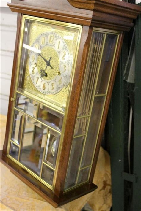 107 Rare Ansonia 647 Leaded Glass Wall Clock Lot 107