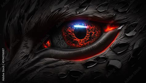 Dragon Eye In Close Up Dark Background Fantasy Monster Looking