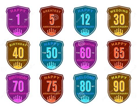 Anniversary Logo Templates Collection Wedding Badges In Flat Modern Style And Different Color