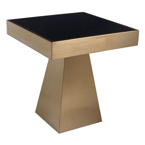 Carolex Square Black Glass Side Table With Gold Steel Base | Furniture ...