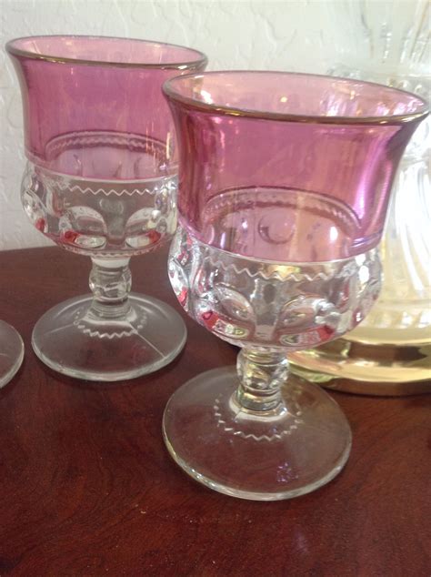 Tiffin Franciscan Kings Crown Ruby Flash Thumbprint Water Etsy