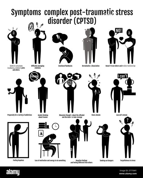 Infographics Icons Complex Ptsd Symptoms Black Silhouettes Of People