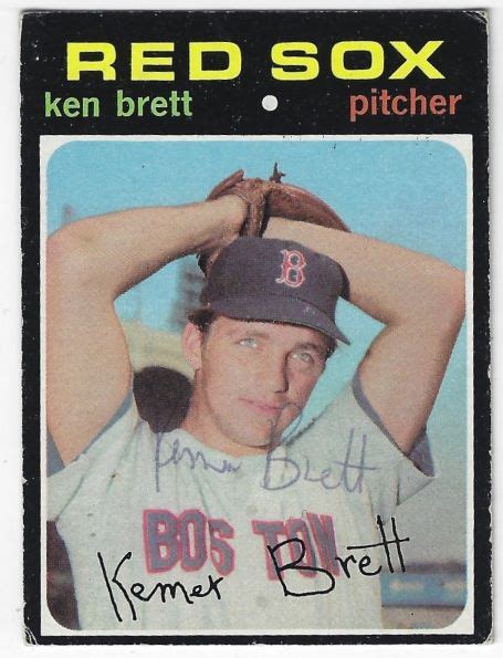 Autographed Ken Brett Boston Red Sox Topps Card Main Line Autographs