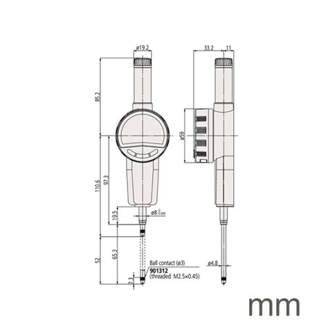 Mitutoyo 543 735b 0 01mm Flat Back Digital Indicator Id C 0 50mm Dml