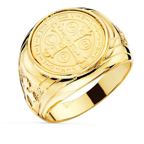 Anillo Sello Hombre Oro Kts Cruz De San Benito Mm Ancho Mm P